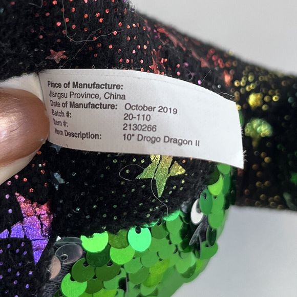 Caravan Softoys Green Drogo Dragon II Plush Colorful Stars Reversible Sequin 10" - Picture 13 of 13